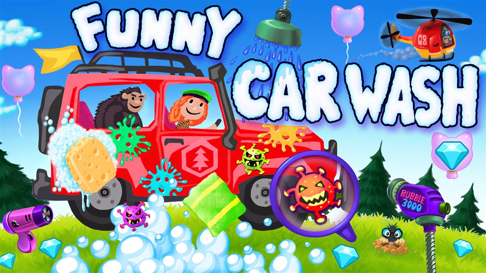 Image of Funny Car Wash - Trucks & Cars Game Garage for Kids & Toddlers