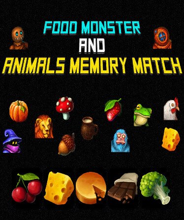 Image of Food Monster and Animals Memory Match
